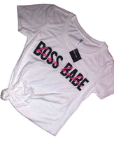 Load image into Gallery viewer, Boss Babe Calligraphy Tee ( WHITE )