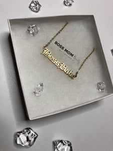 Boss Babe Old English Font Necklace