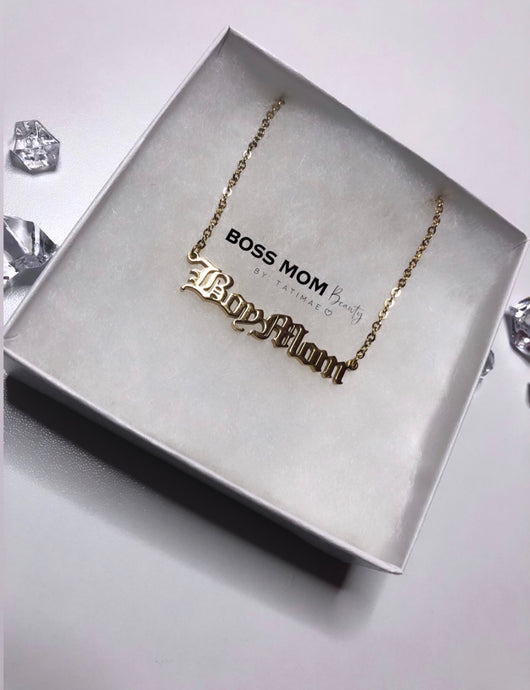 Boy Mom Old English Font Necklace