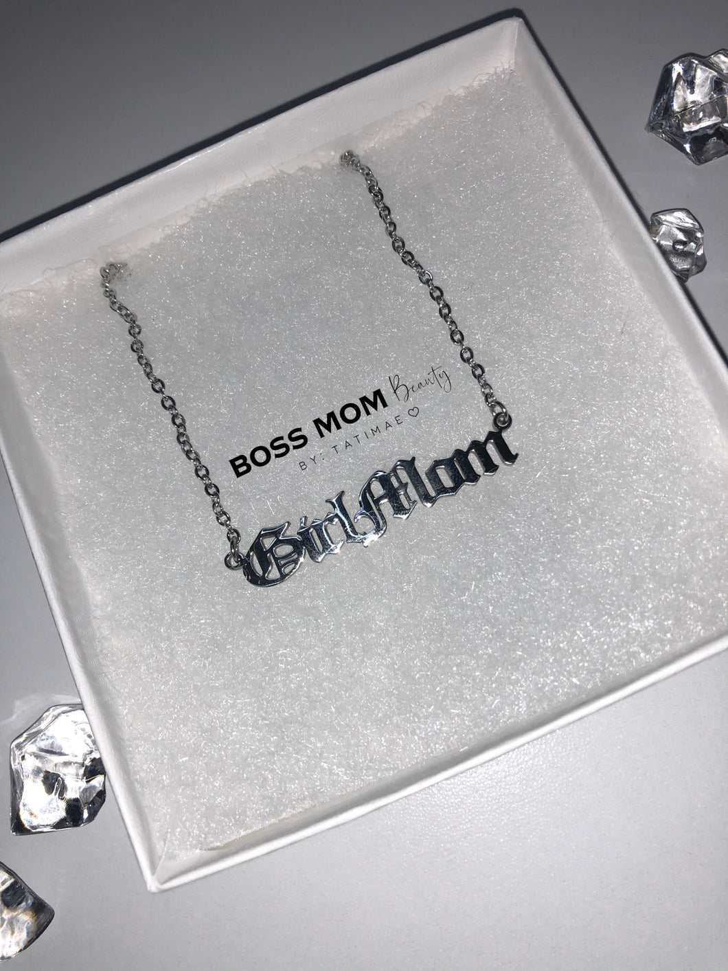 Girl Mom Old English Font Necklace