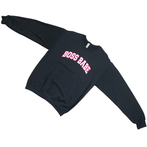 Boss Babe Varsity Crewneck Black