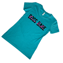 Load image into Gallery viewer, Boss Babe Calligraphy Tee ( TAHITI BLUE )