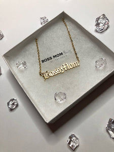 Boss Mom Old English Font Necklace