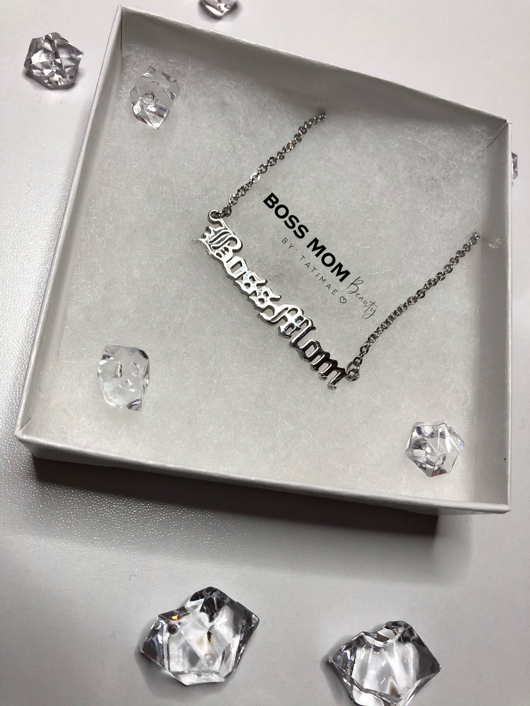 Boss Mom Old English Font Necklace