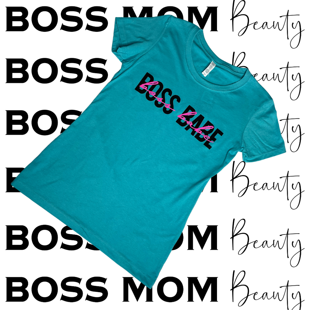 Boss Babe Calligraphy Tee ( TAHITI BLUE )