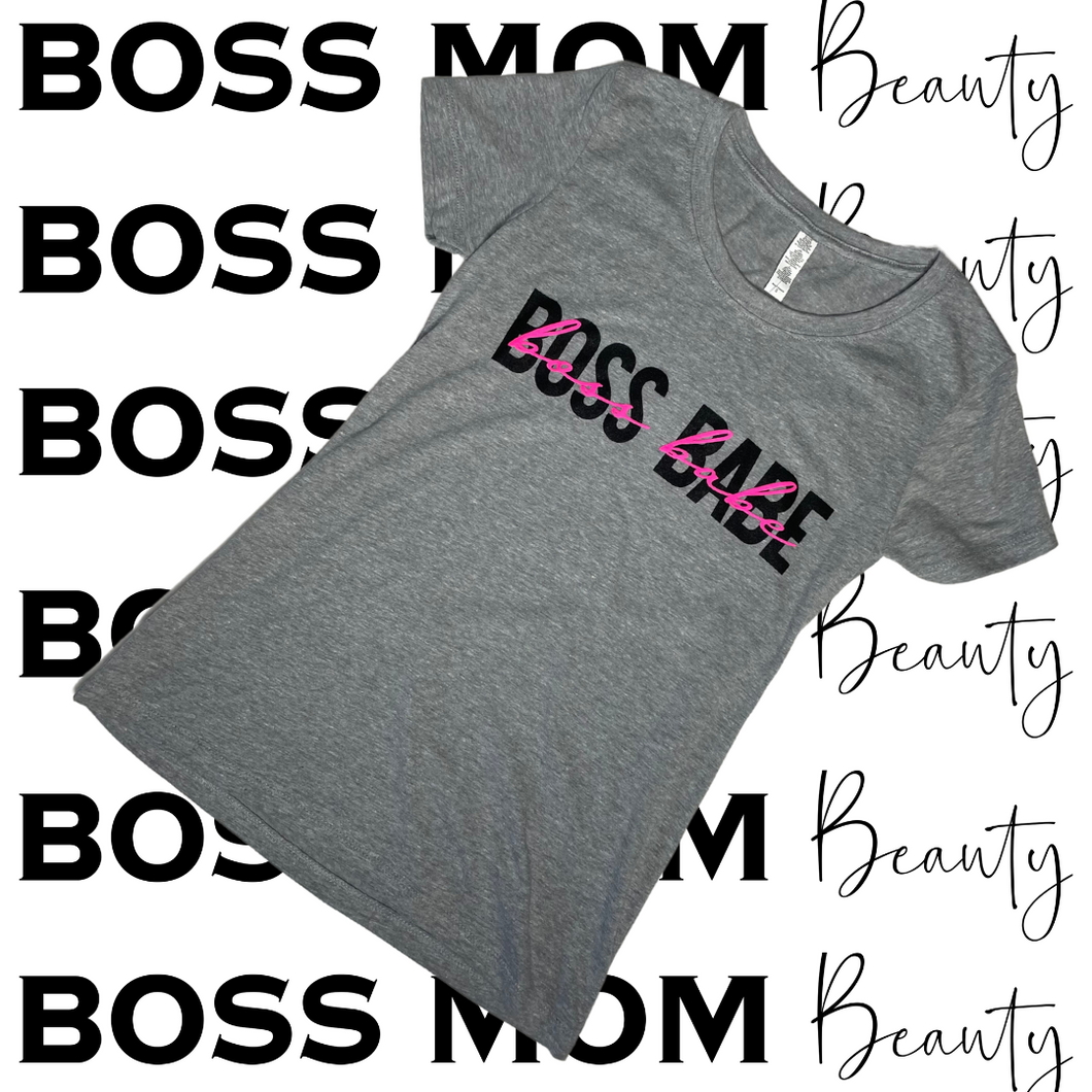 Boss Babe Calligraphy Tee ( GREY )