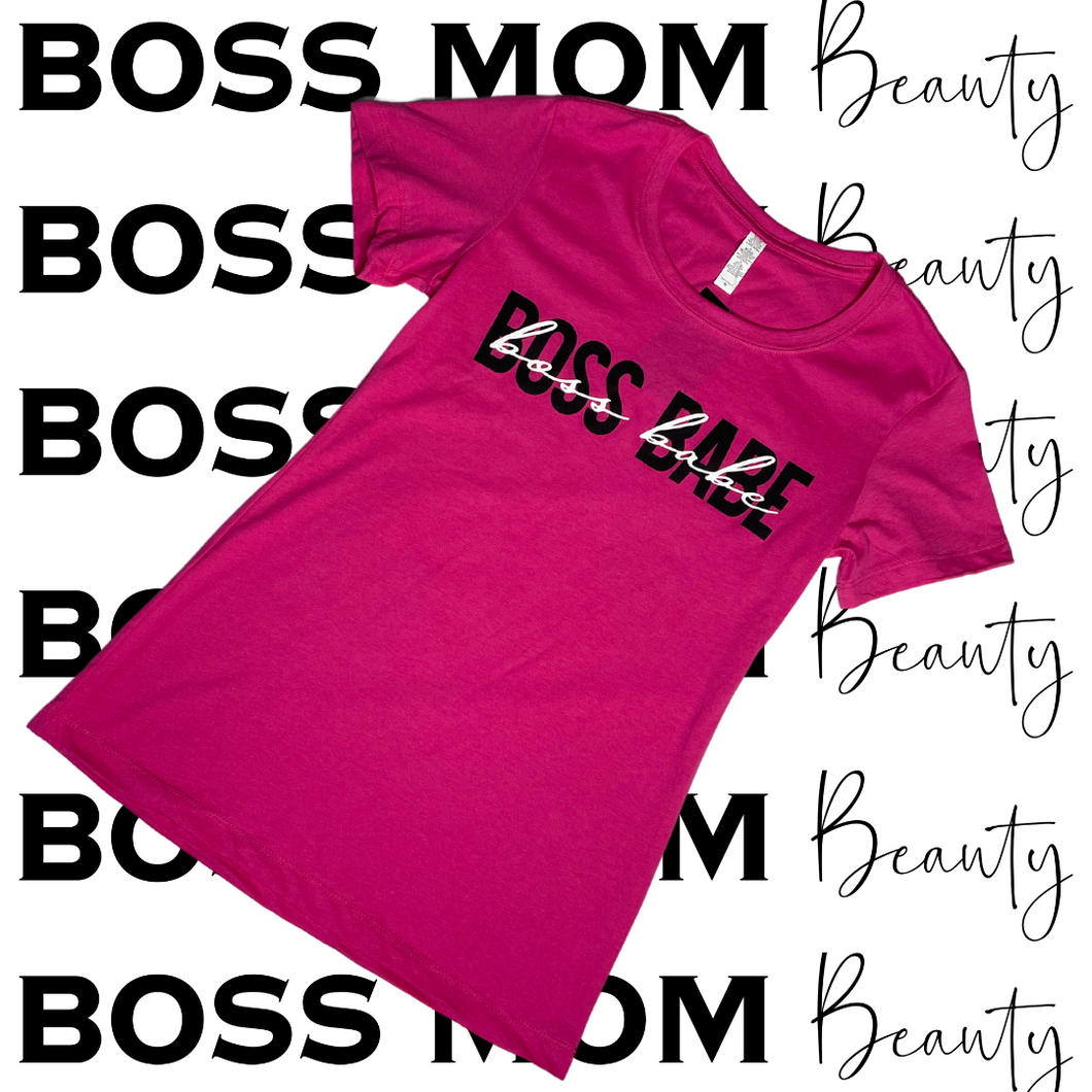 Boss Babe Calligraphy Tee ( PINK )