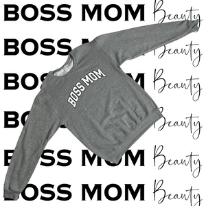 Boss Mom Varsity Crewneck Grey