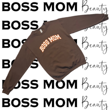 Load image into Gallery viewer, Boss Mom Varsity Crewneck ( Brown &amp; Orange )