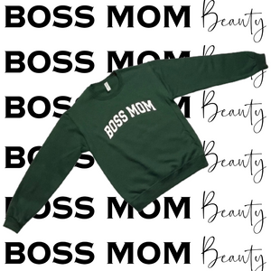Boss Mom Varsity Crewneck ( Forest & Black )