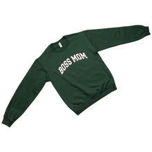 Load image into Gallery viewer, Boss Mom Varsity Crewneck ( Forest &amp; Black )