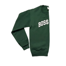 Load image into Gallery viewer, Boss Mom Varsity Crewneck ( Forest &amp; Black )