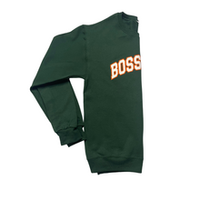 Load image into Gallery viewer, Boss Mom Varsity Crewneck ( Forest &amp; Orange )