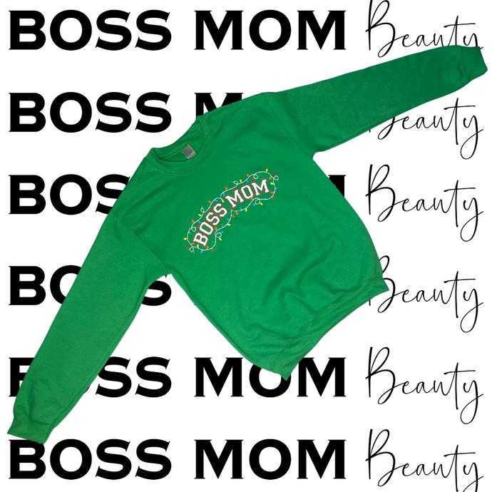 Boss Mom Holiday Crewneck (GREEN)