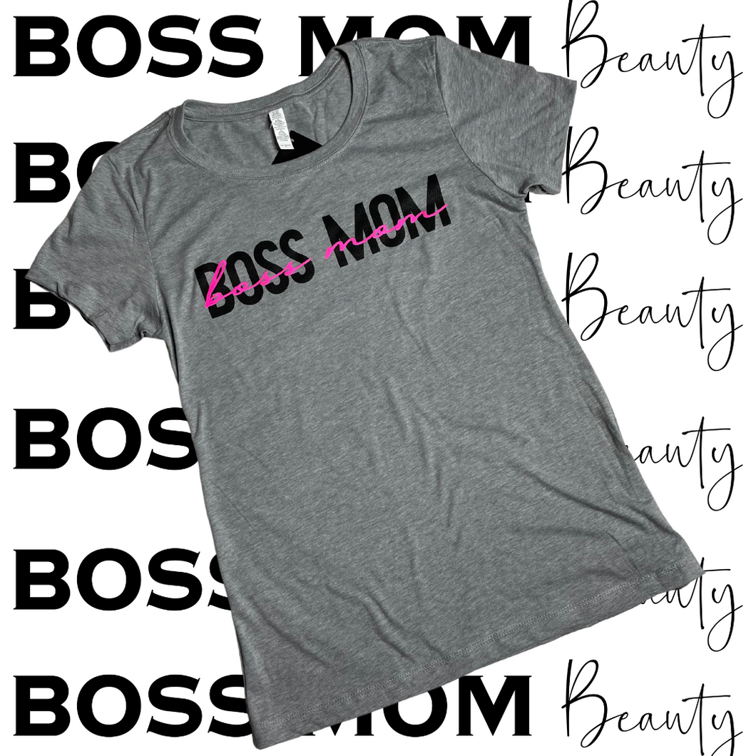 Boss Mom Calligraphy Tee ( GREY )