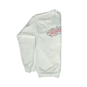 Boss Mom Holiday Crewneck (WHITE)