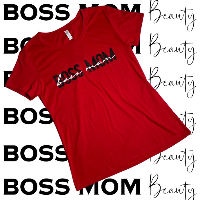 Boss Mom Calligraphy Tee ( RED )
