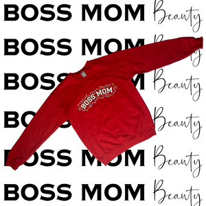 Boss Mom Holiday Crewneck (RED)