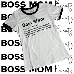 Boss Mom Noun Ringer Tee