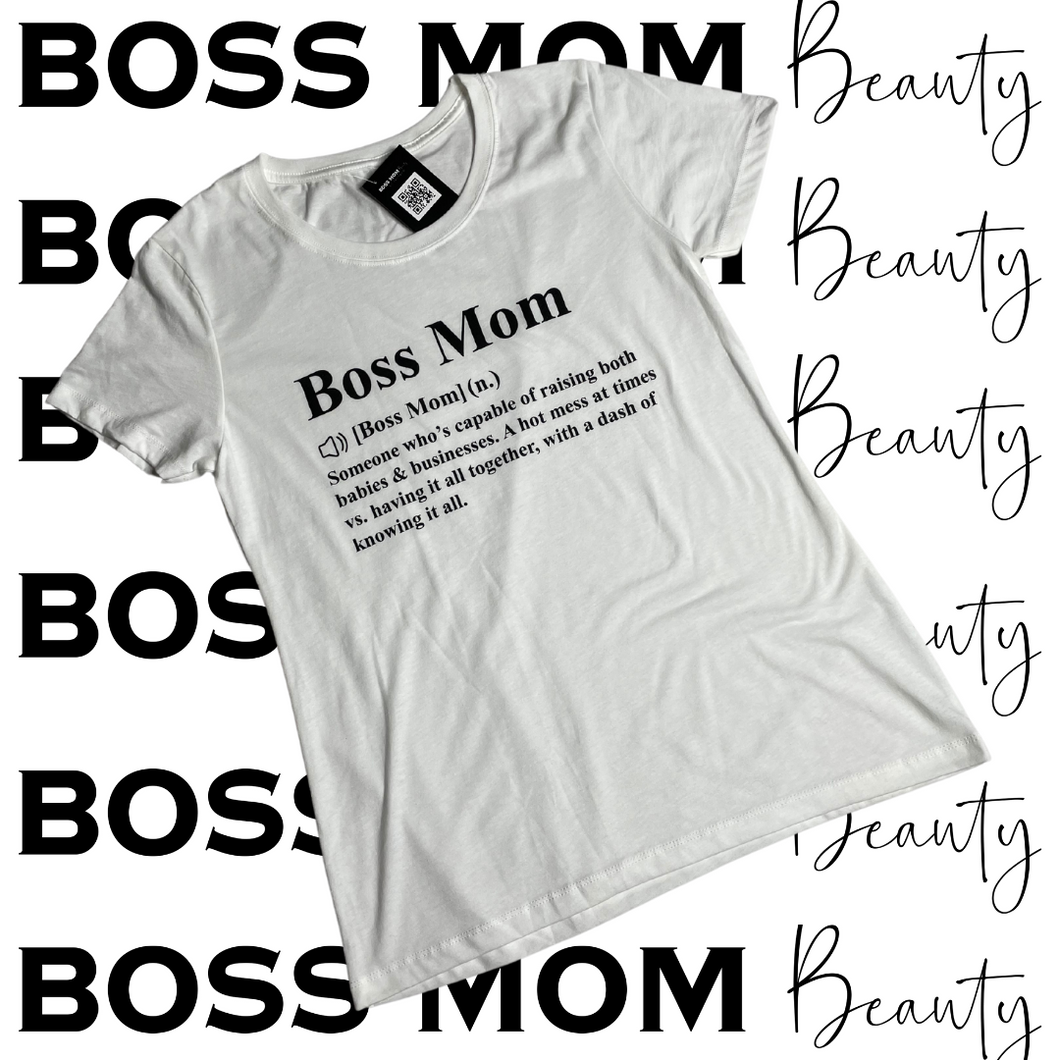 Boss Mom Noun Tee (WHITE)